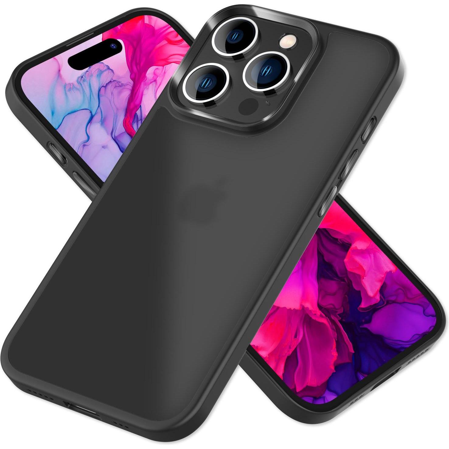 Nalia Hybrid Hülle Matt Transparent Frosted (Apple iPhone 15 Pro), Smartphone Hülle, Schwarz