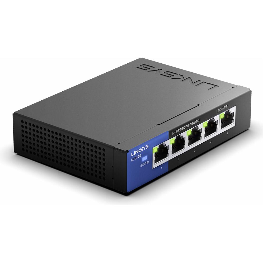 Linksys Switch Gigabit non gestito a 5 porte (5 Porti), Switch di rete, Nero, Blu