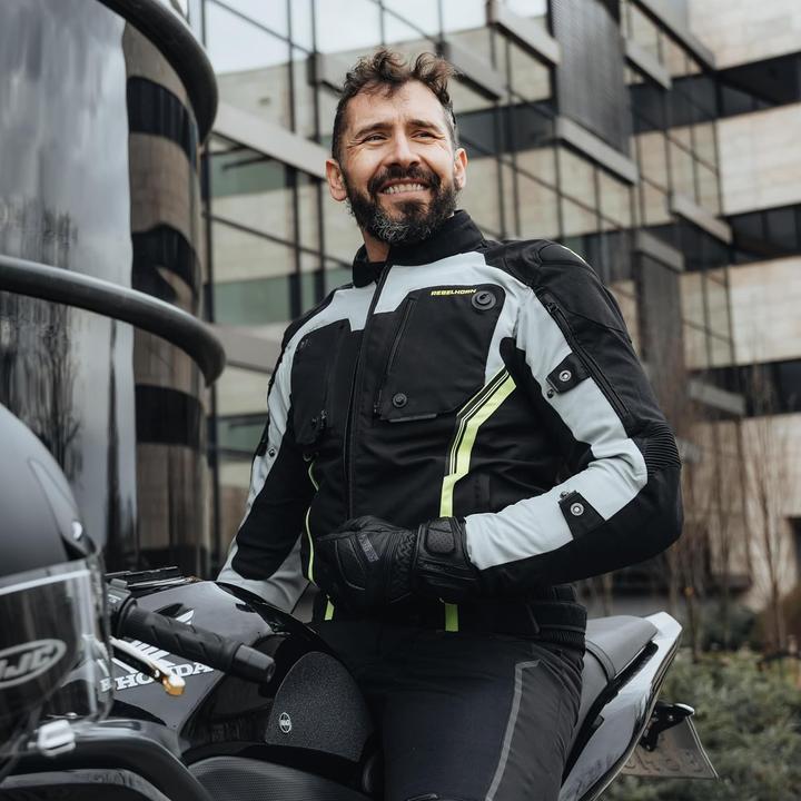 Immagine prodotto Rebelhorn Borg Black/Grey/Flo Yellow Textile Motorcycle Jacket XS (XS)