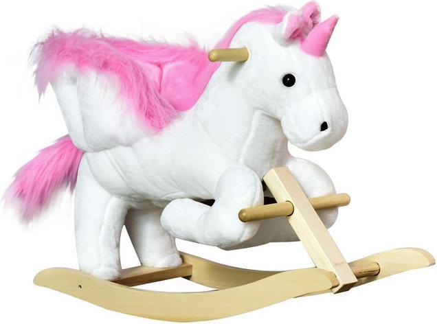 Actual product image Swisshandel24 Rocking horse Rocking animal for children Pink+White 65 x 32 x 55 cm