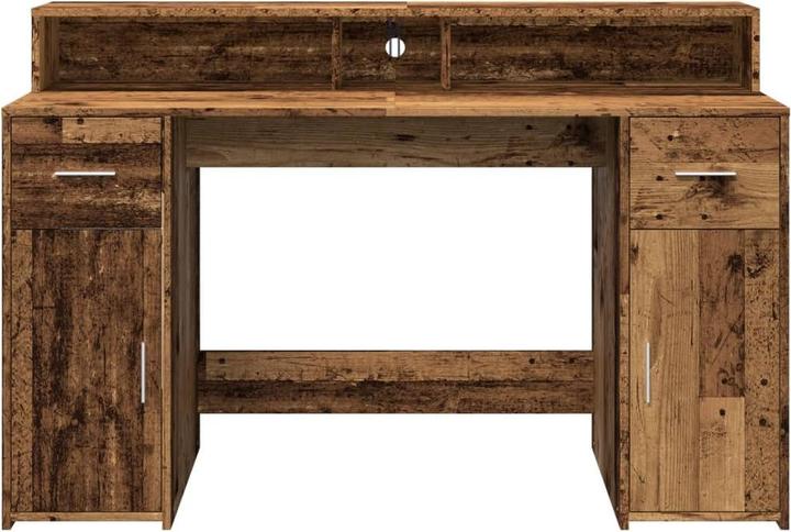 Actual product image vidaXL LED desk Computer desk Work desk Office desk Old wood look (160 x 55 x 91 cm)