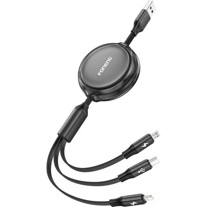 Foneng 3w1 X113 1.1M Czarny Cable (1.10 m), Audio Kabel