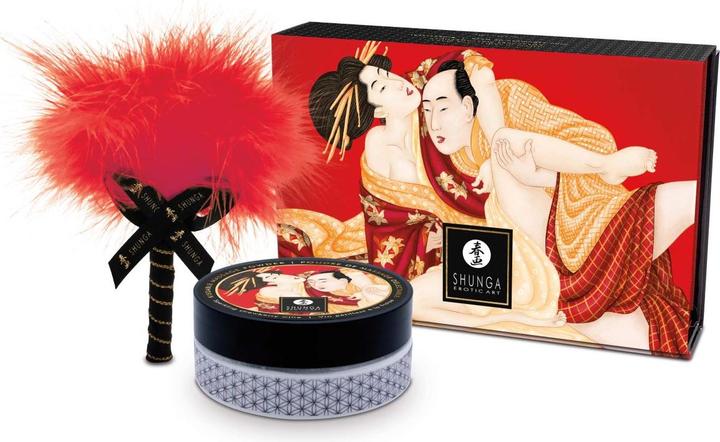 Shunga Essbares Massagepulver-Set Erdbeere (75 ml)