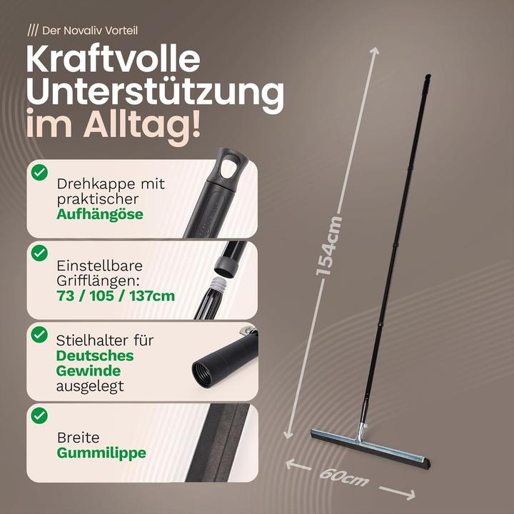 Actual product image Novaliv Wasserschieber Bodenabzieher 60cm mit Stiel 137 cm Duschabzieher Abzieher Dusche Boden Abzie