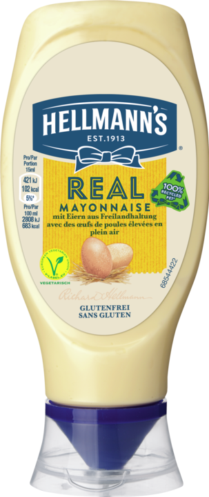 Hellmann's Real Mayonnaise Squeezer Bottle, Free Range Eggs, Mayo for Burgers, Fries & Sandwiches (430 g)