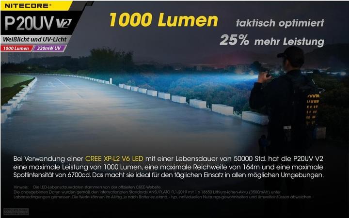 Produktbild Nitecore P20UV V2 - 1000 Lumen + UV-Licht (15.10 cm, 1000 lm)