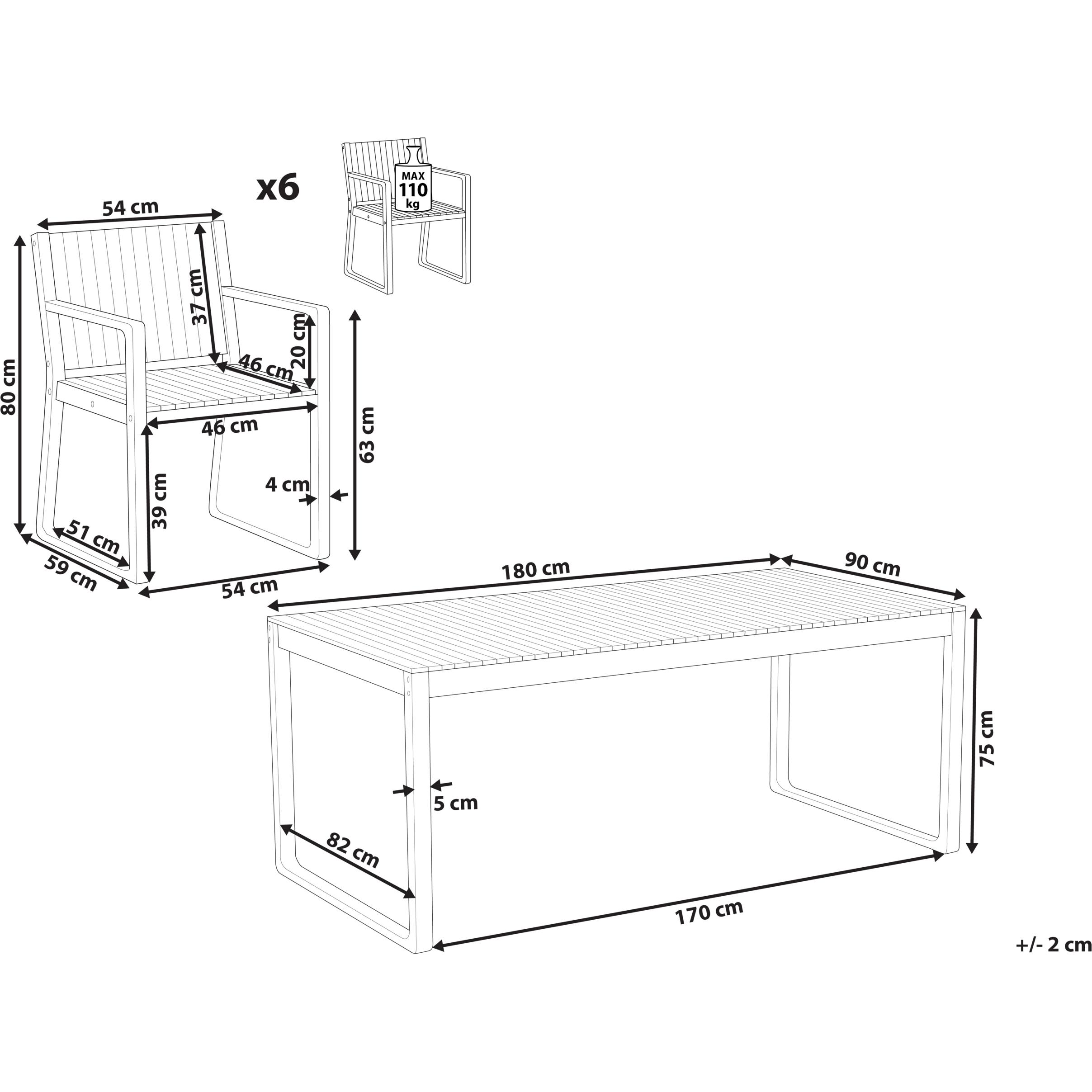 Thumbnail - Beliani, Gartentisch + Balkontisch, Sassari Ii (180 cm)