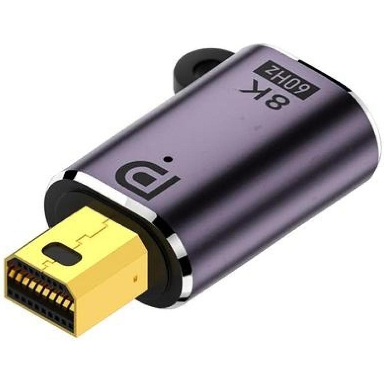 Thumbnail - PowerGuard Mini DisplayPort Short Extension 8K 60Hz MiniDP Connector, Data + Video Adapter, Grau