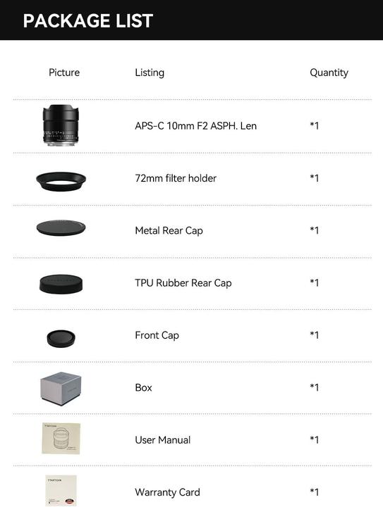 Actual product image TTArtisan 10mm f2 for Fuji X (APS-C / DX)