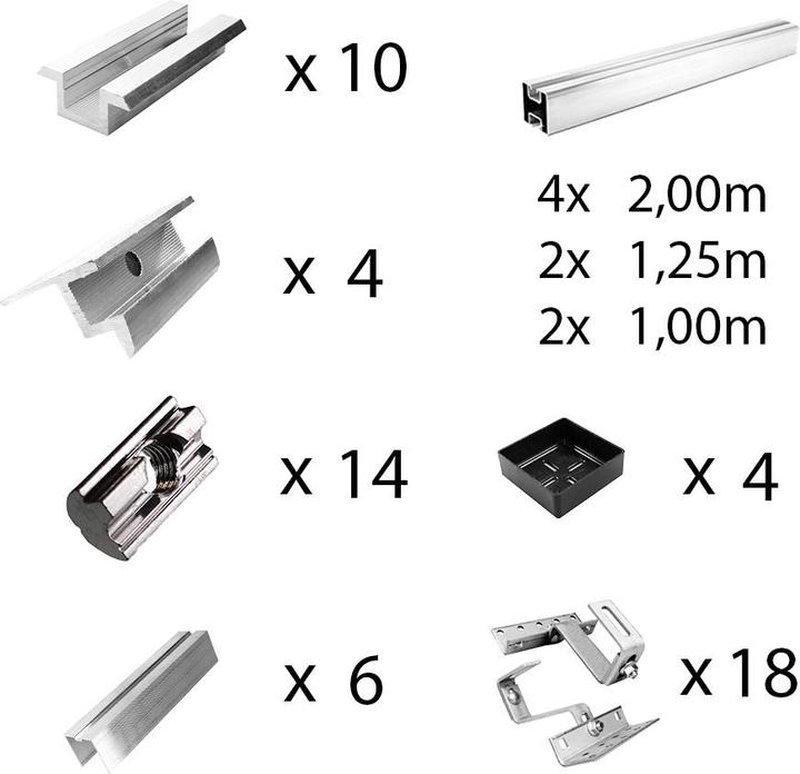 Image du produit Offgridtec Kit de fixation avec crochets de toit, réglable dans 3 directions (pour tuiles) pour montage sur (Matériel de montage du système solaire)