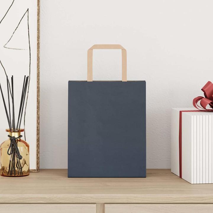 Produktbild VidaXL Kraftpapiertüten 250 Stk. mit Henkel Blau 18x8x22 cm Papiertüte (Geschenktüte, 250 x)