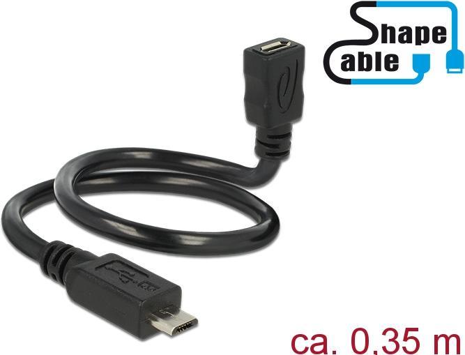 Actual product image Delock USB2.0 Shape Adapter Cable MicroB, 35cm (0.35 m, USB 2.0)