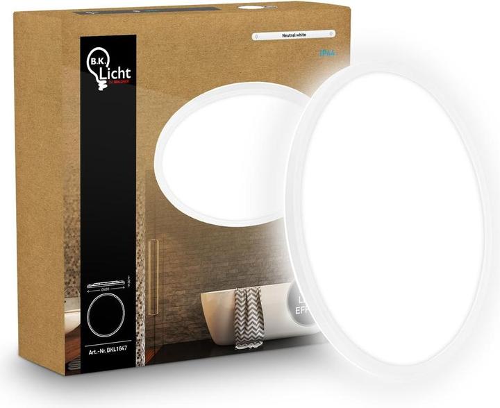 Actual product image B.K.Licht SHALLOW ultraflaches LED Panel, 4000K, IP44, white, dia:420 (3000 lm)