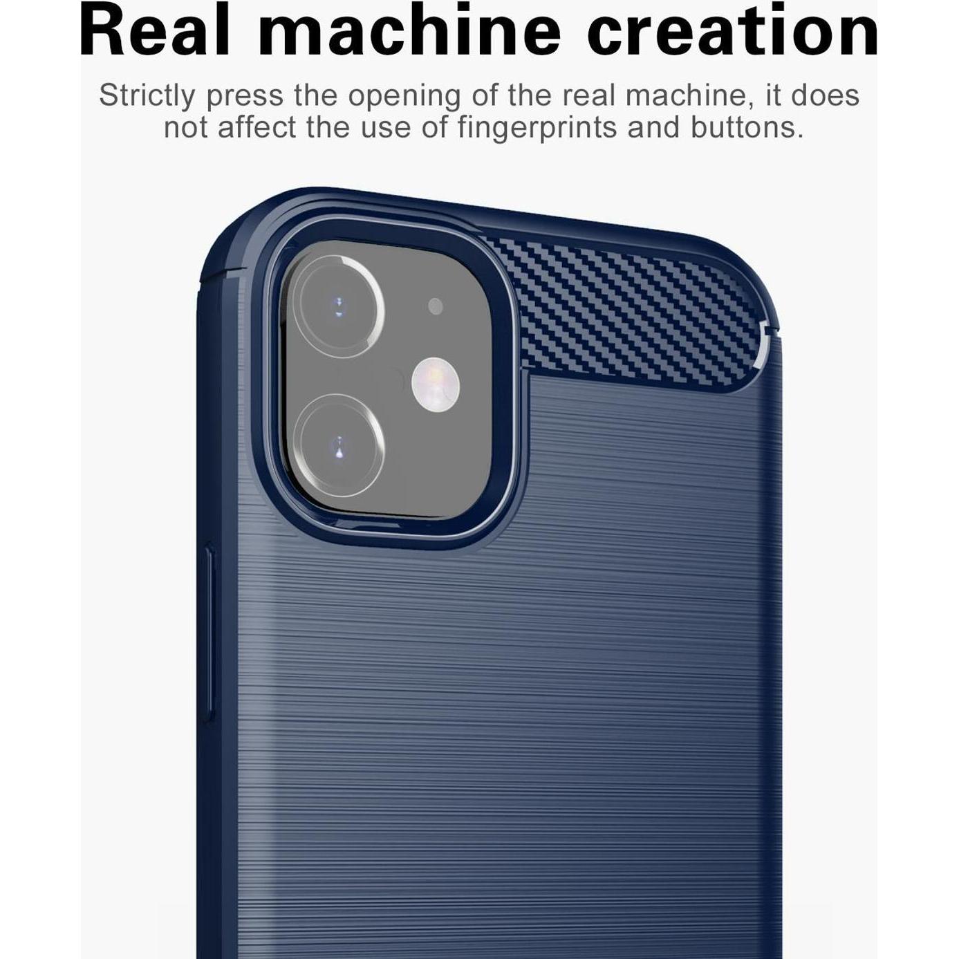 Thumbnail - Cadorabo TPU Ultra Slim carbon edelstahl Kombi Cover (Apple iPhone 12 mini), Smartphone Hülle, Blau