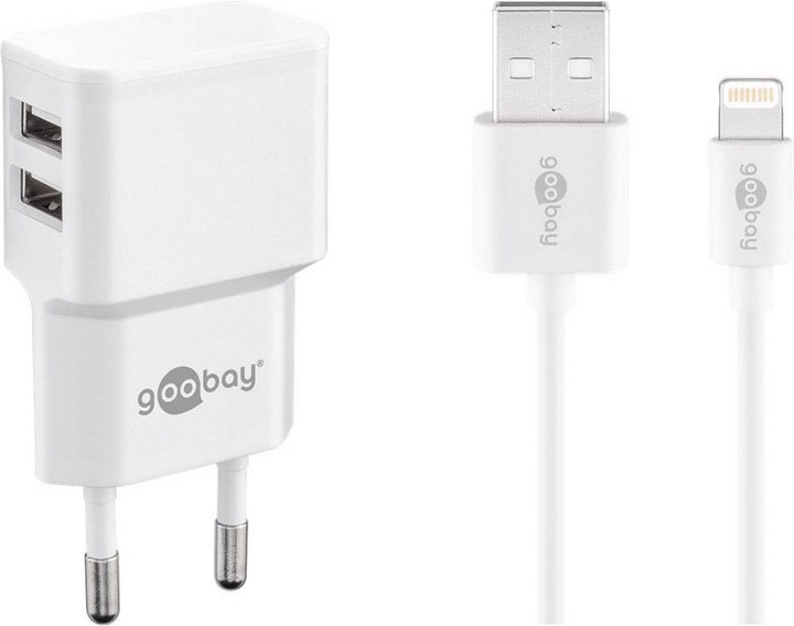 Immagine prodotto Goobay Doppio Caricabatterie USB-A con Cavo Apple Lightning (12 W)
