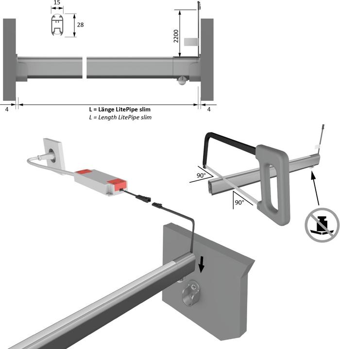 Actual product image Magni LitePipe slim 1192mm schwarz ww 12V 8,4W 2,2m