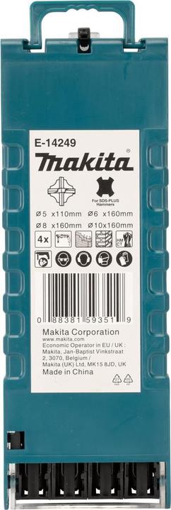 Productafbeelding Makita E-14249 TCT grąžtas SDS-PLUS perforatoriams / 4-ių pjovimo briaunų, 4vnt. rinkinys (5x110, 6x160, 8 (8,0, 6,0, 5,0)