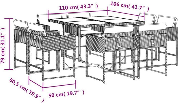 Actual product image vidaXL Garten Essgruppe (110 x 106 x 73 cm)