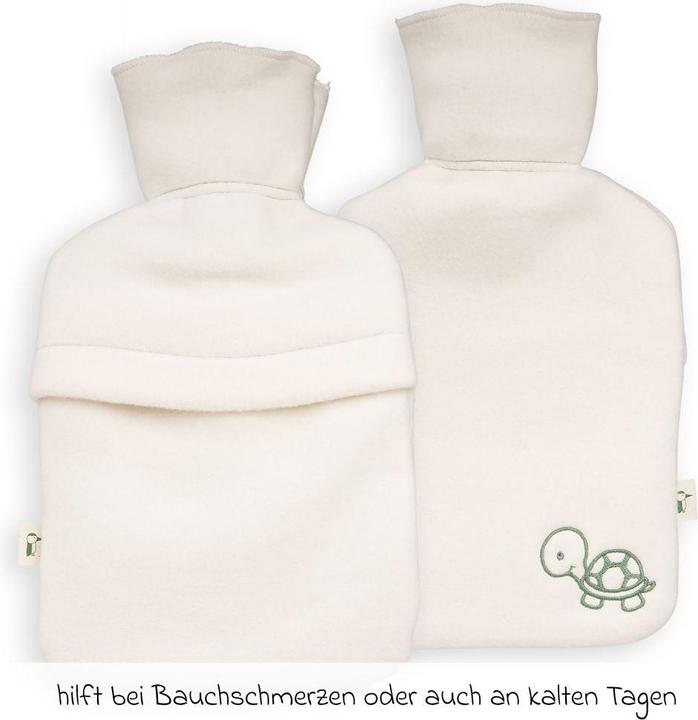 Actual product image Grünspecht Children's hot water bottle made of natural rubber with cover made of (0.60 l, Bed flask with cover)