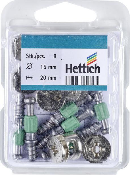 Actual product image Hettich Verbindungsbeschlag 15/20mm Rastex, 8 Stck (Connection fitting, 8 pcs.)
