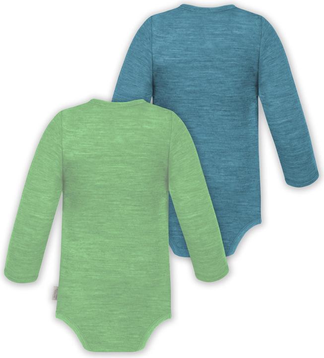 Produktbild Normani 2er Set Unisex Baby Wickelbody Langarm-Strampler Einteiler aus Merinowolle - 9351 (68)
