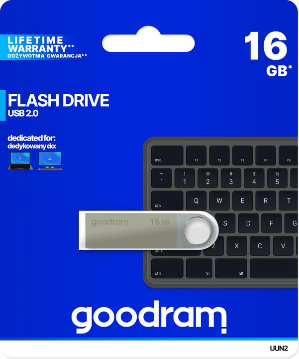 Produktbild Goodram 16GB USB 2.0 - 16 GB - USB Typ-A - 2.0 - 20 MB/s - Drehring - Schwarz - Silber (16 GB, USB-A)