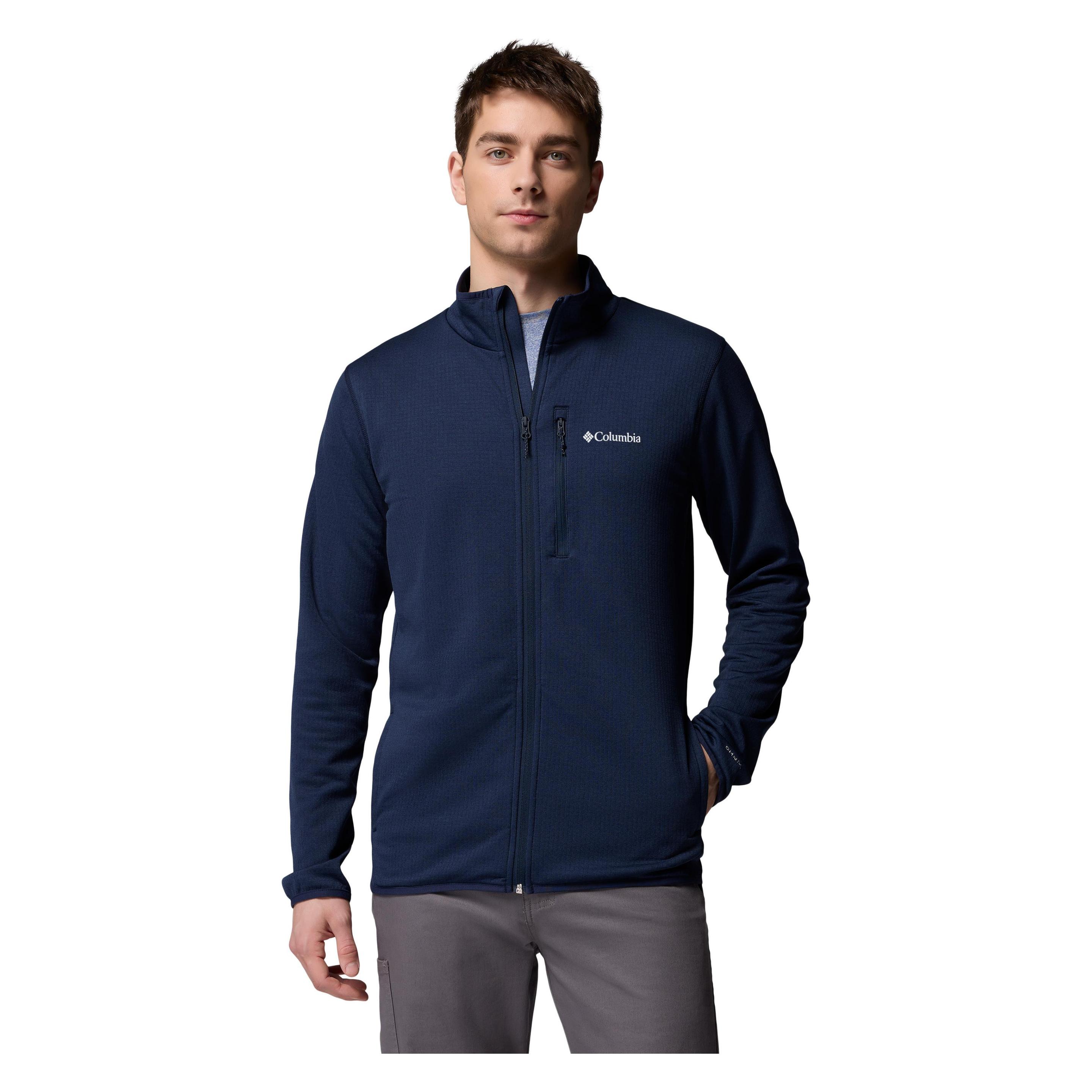 Columbia, Herren, Outdoorjacken, Essential Hike™ Grid Fleece Full Zip (Xl), Blau, Xl