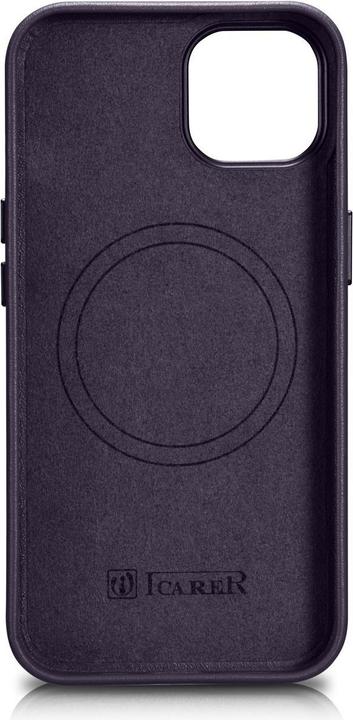 Produktbild iCarer icer Case Lederhülle für iPhone 14 Plus Dunkellila (MagSafe-kompatibel) (Apple iPhone 14 Plus)