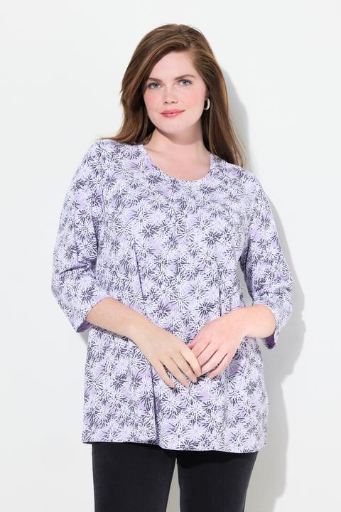 Produktbild Ulla Popken Shirt, Blüten, A-Linie, Rundhals, 3/4-Arm (50, 52)