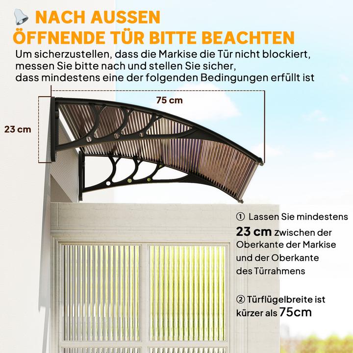 Image du produit Outsunny Vordach Polycarbonat, PP, Aluminium Braun+Schwarz