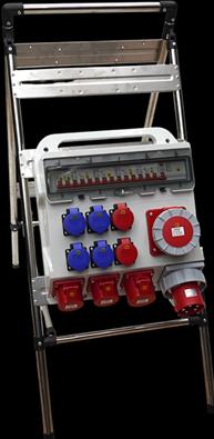 EB Troller Baustromverteiler 63A IP44 inkl. Ständer (9 x, CEE 16/5, CEE 32/5, Typ 25, Typ 23, CEE 63/5)