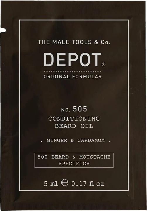 Immagine prodotto Depot Olio per barba n. 505 - Zenzero e cardamomo per lucentezza e morbidezza, 5 Ml (5 ml)