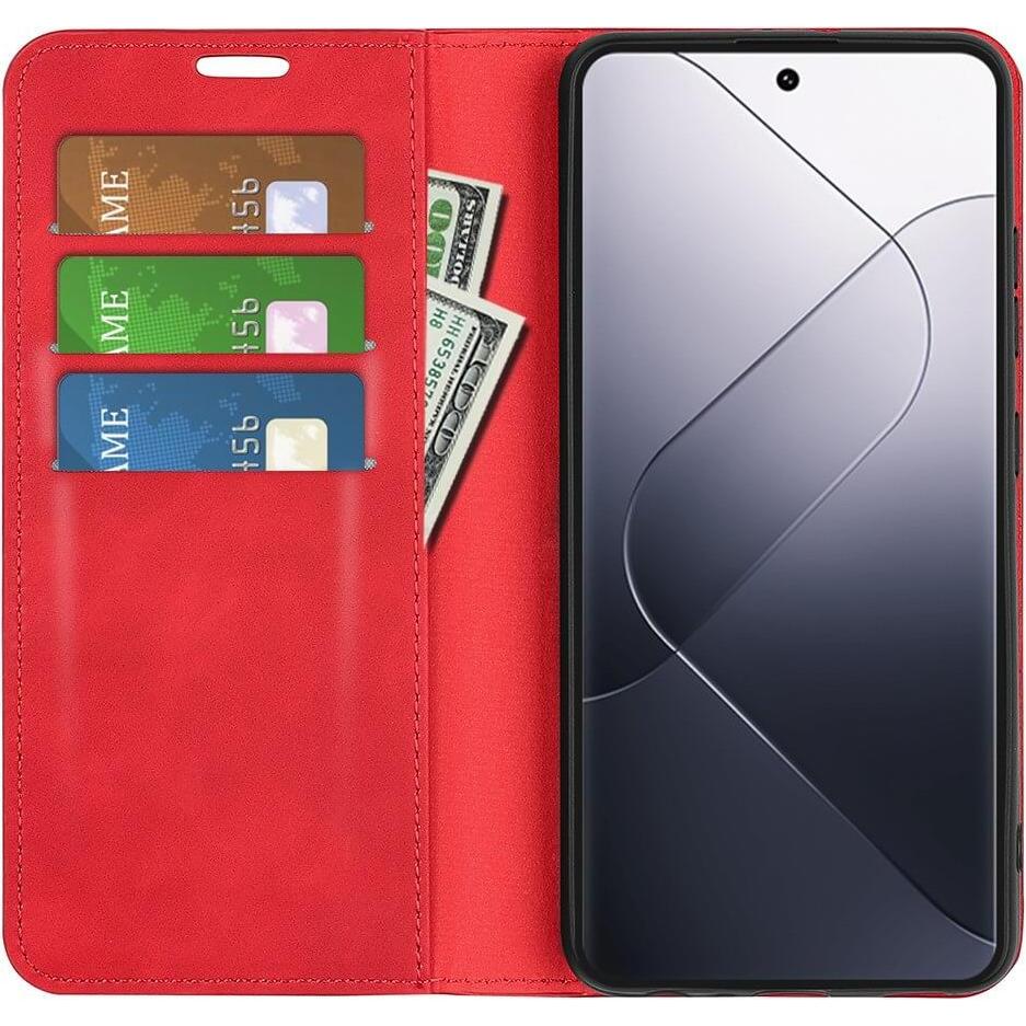 Thumbnail - Cover-Discount Xiaomi 14 Pro - Stand Flip Case Hülle rot (Xiaomi 14 Pro), Smartphone Hülle, Rot