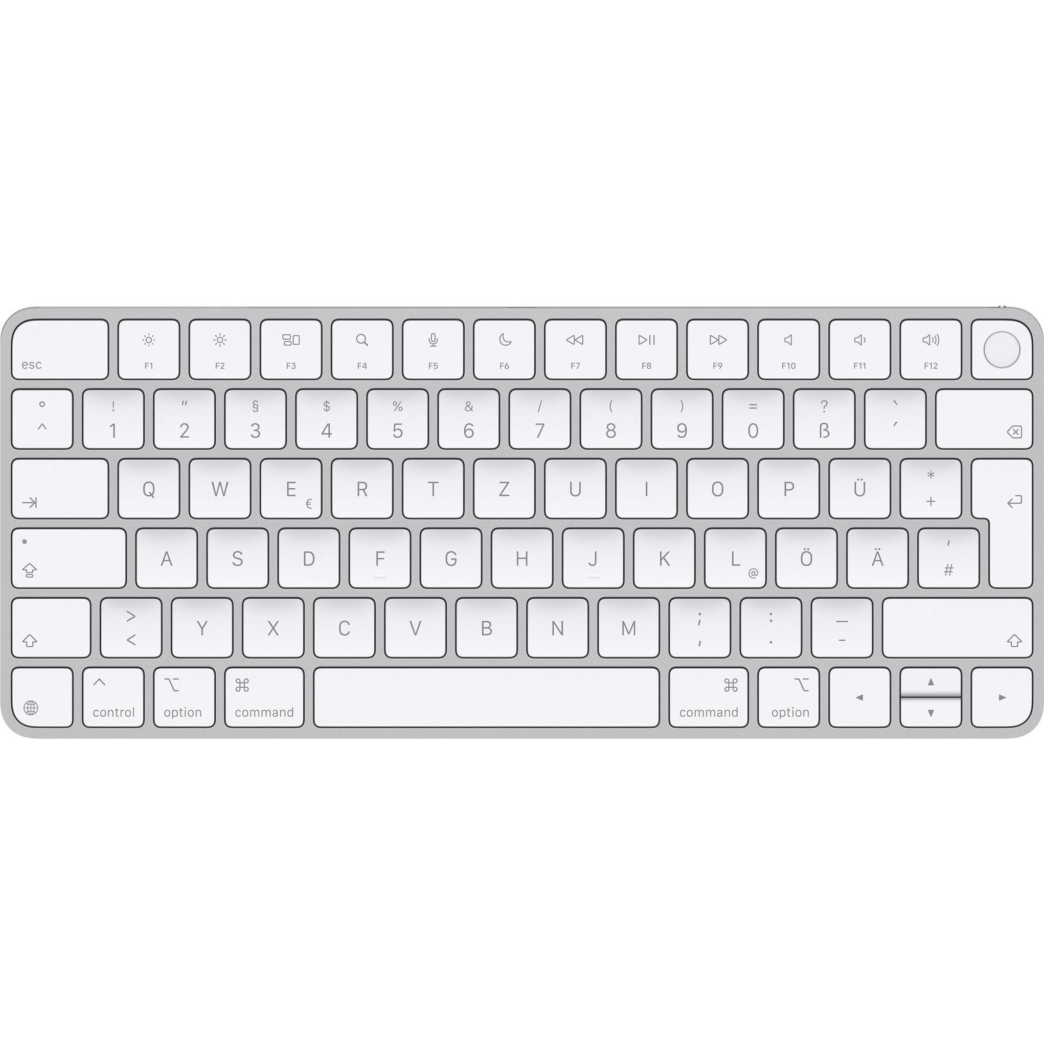 Apple Magic Keyboard with Touch ID 2024 (DE, Kabellos, Kabelgebunden), Tastatur, Silber, Weiss