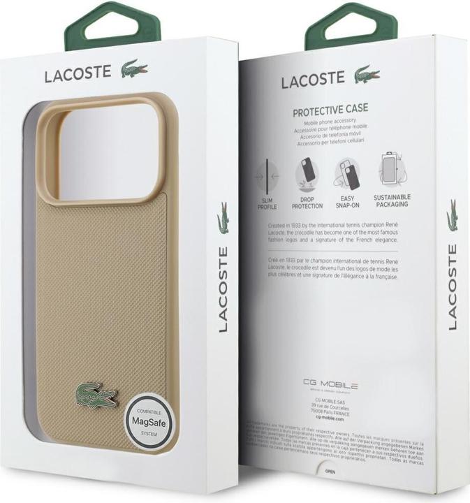 Actual product image Lacoste Petit Pique Lacquer Logo MagSafe case for iPhone 17 Pro taupe (Apple iPhone 17 Pro)