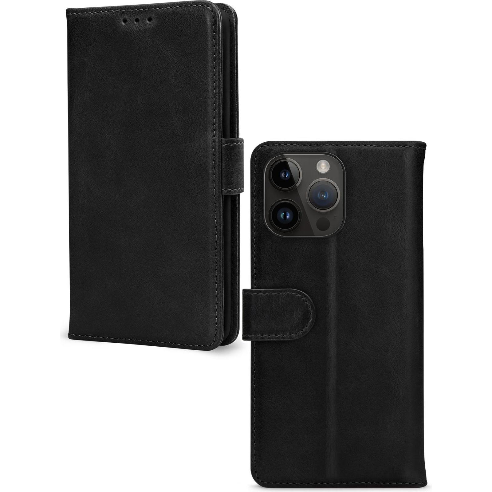 Mobilize Portemonnaie aus Leder (Apple iPhone 14 Pro Max), Smartphone Hülle, Schwarz