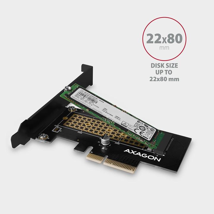 Productafbeelding Axagon PCEM2-N PCIe 3.0 x 4 adapter, 1x M.2 NVMe SSD, tot 2280 - passieve koeling
