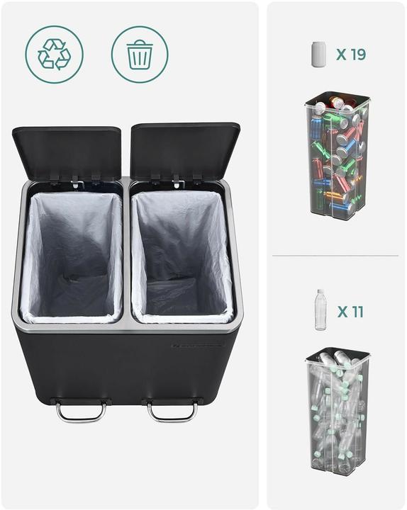 Actual product image Songmics Abfalleimer 30 l, Schwarz (30 l)