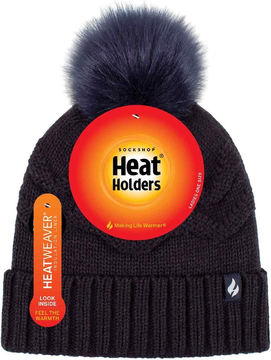 Image du produit Heat Holders Winter Mütze mit Fleecefutter | Warm Bommelmütze Zickzack