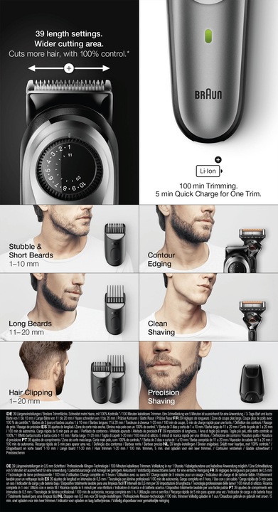 Produktbild Braun Beard Trimmer BT5365 Cordless and corded, Operating time (max) 100 min, Number of length steps 39, L