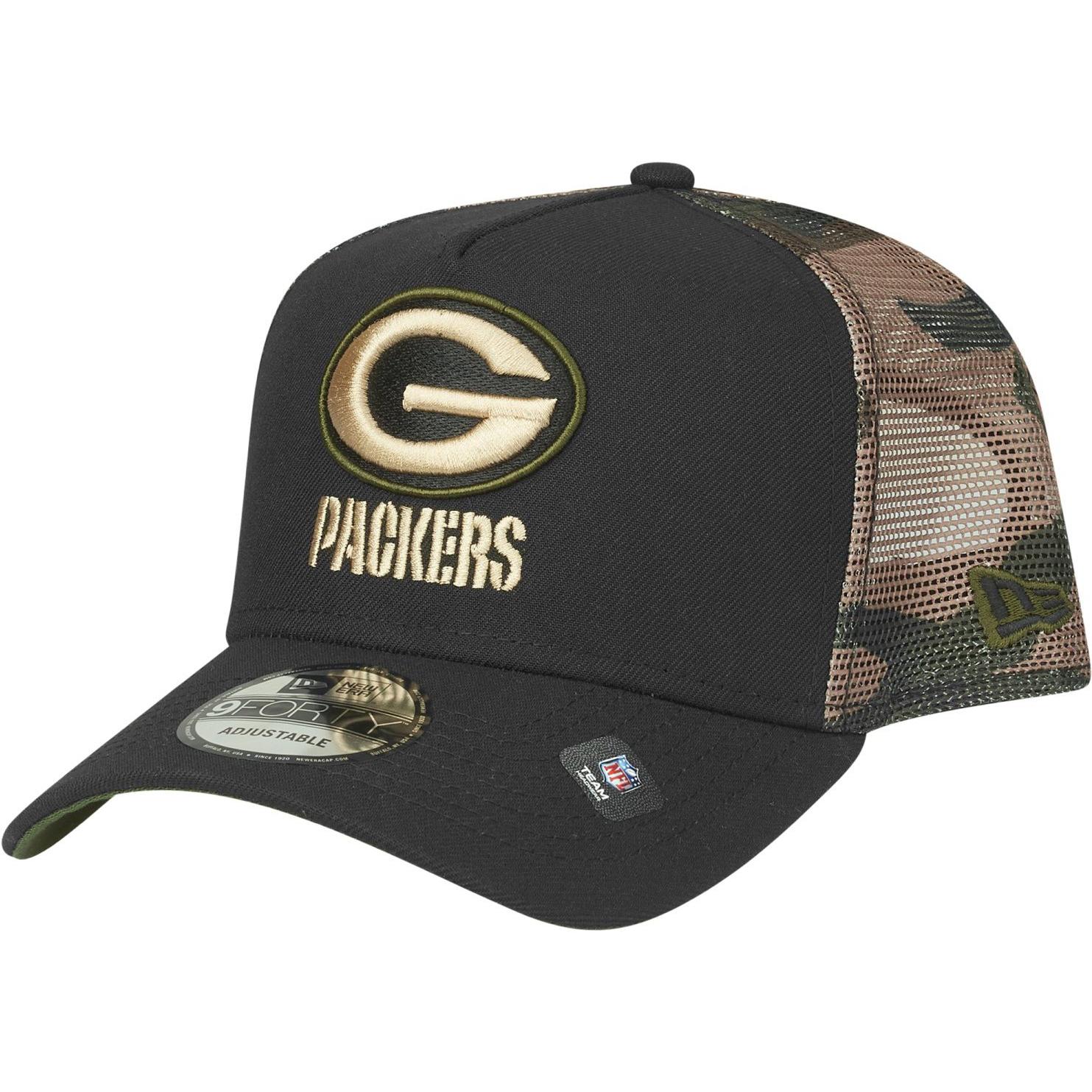 New Era, Herren, Cap, Snapback Trucker Cap - Green Bay Packers wood camo, Grün, (One Size)