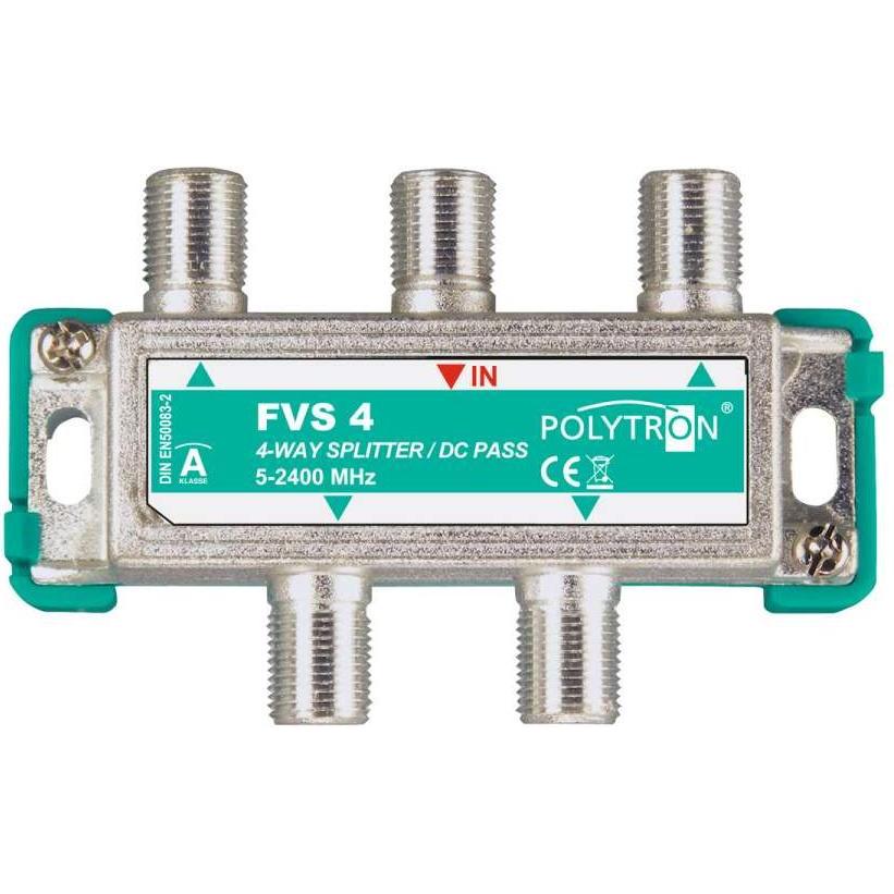 Polytron F-Verteiler 4-fach 5-2400MHz FVS 4 DC-Durchgang 3061700 (Verteiler), SAT Zubehör, Silber