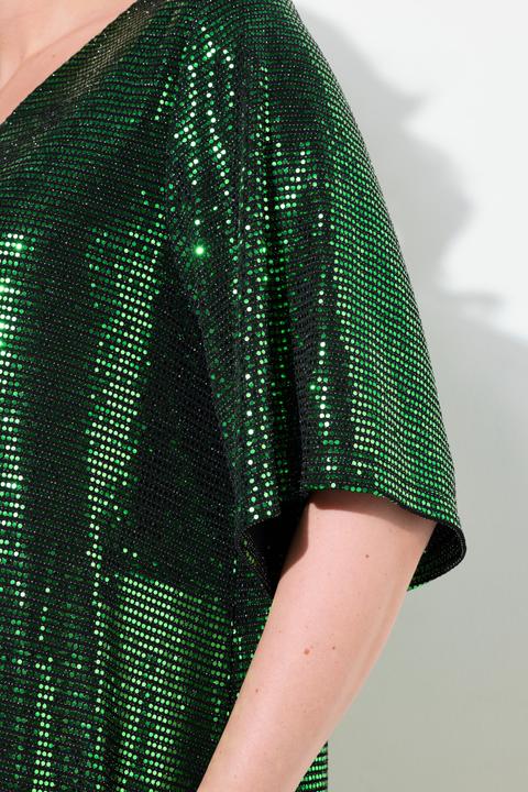 Image du produit Miamoda Damen grosse Grössen Kleid, A-Linie, Pailletten-Optik, 3/4-Ärmel maigrün 48 836334455-48 (48)