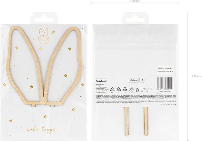 Produktbild Partydeco Wooden topper Bunny Ears, 20 cm (1 pkt / 1 pc.) (1 Stück)