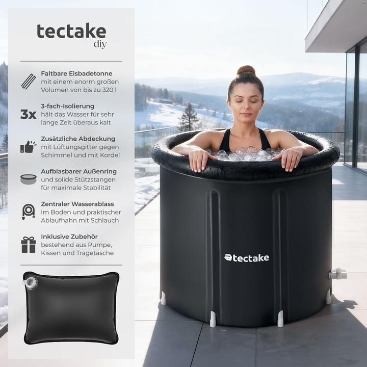 Immagine prodotto tectake Eisbadetonne Helsinki (320 l, 75 cm, 75 cm)