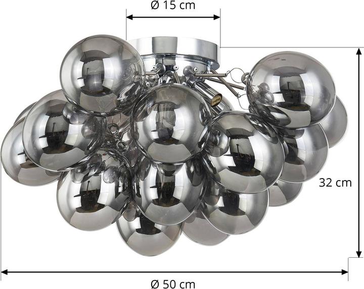 Actual product image Lucande Diborah ceiling light, smoky, Ø50cm (G9)