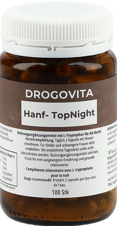Nutritional values and ingredients Drogovita Hemp TopNight Caps (100 Piece, Capsules, 145 g)