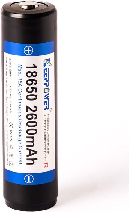 Actual product image Keeppower Akku R 18650 geschützt (Pluspol erhöht) (1 pcs., 18650, 2600 mAh)