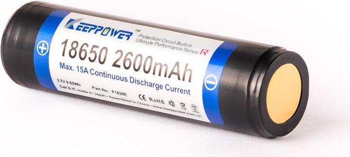 Actual product image Keeppower Akku R 18650 geschützt (Pluspol erhöht) (1 pcs., 18650, 2600 mAh)