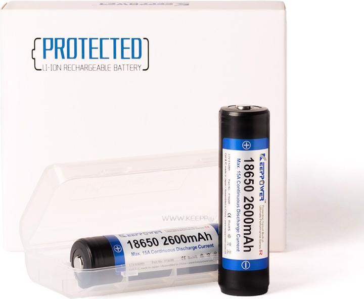 Actual product image Keeppower Akku R 18650 geschützt (Pluspol erhöht) (1 pcs., 18650, 2600 mAh)
